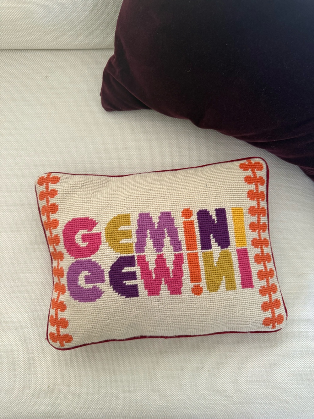 Jonathan Adler / Gemini Needlepoint Throw Pillow